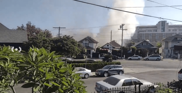 Los bomberos luchan simultáneamente contra un incendio estructural y un enjambre de abejas en Los Ángeles
