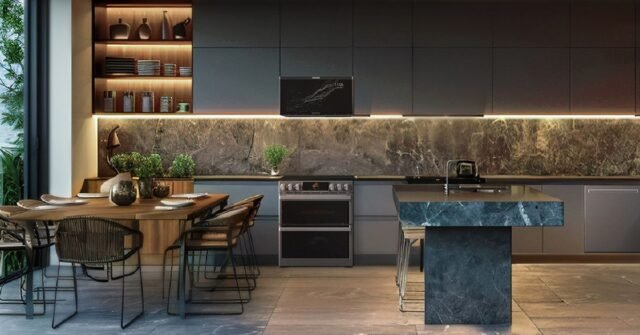 LG’s new microwave mounted above its range, thereby ‘eliminating the need to bend down and check the oven manually.’