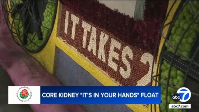 La carroza del CORE Kidney Rose Parade espera crear conciencia con el tema 'Se necesitan dos'
